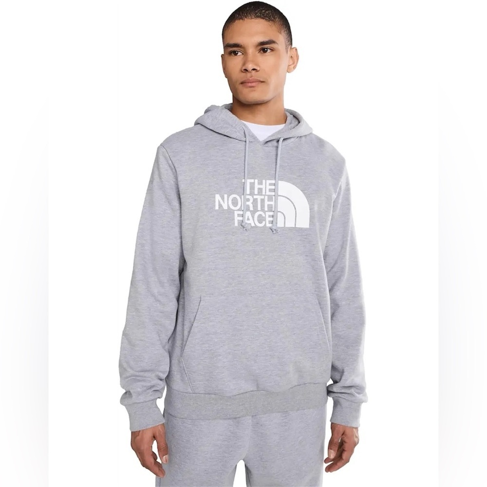 The North Face Gray Logo Hoodie Pullover Fleece Streetwear Athleisure Medium